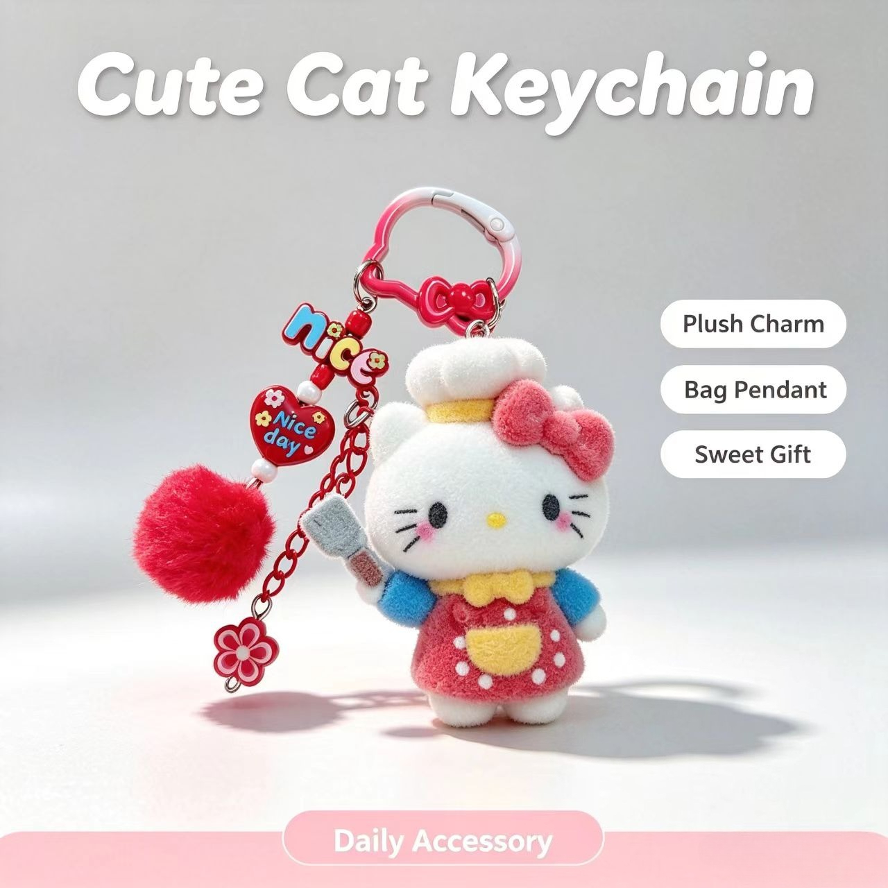 Women Accessories Pack - Gantungan Kunci Kucing Berbulu Modis, Figur