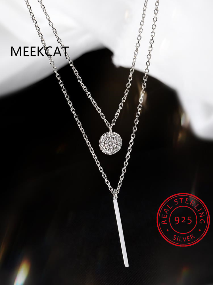 Layered Necklace Set - Kalung Liontin Moissanite Stick Loop untuk