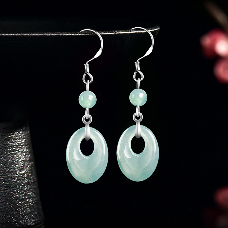 Women Accessories To Gift - Anting Cincin Giok Myanmar Perak 925