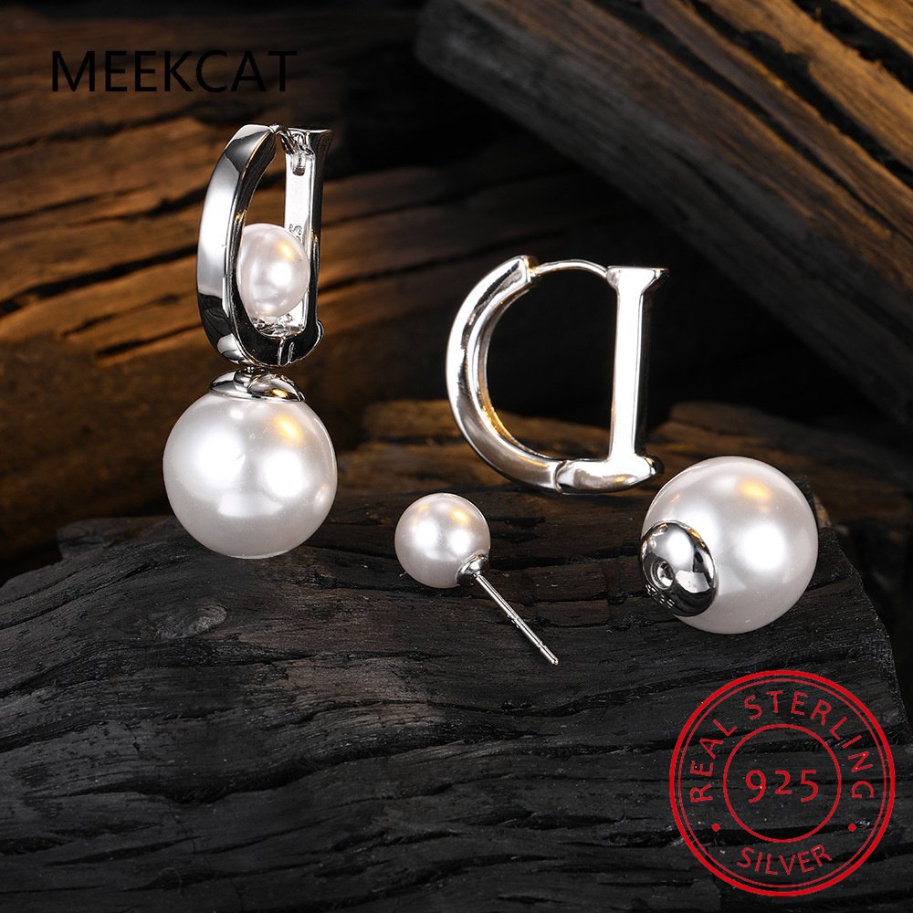 Women Accessories In English - Anting Mutiara Bentuk D Perak Sterling