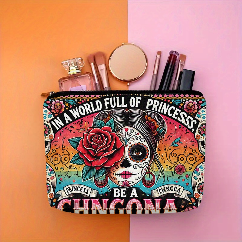 Women Accessories Pouch - Tas kosmetik bunga dan tengkorak -