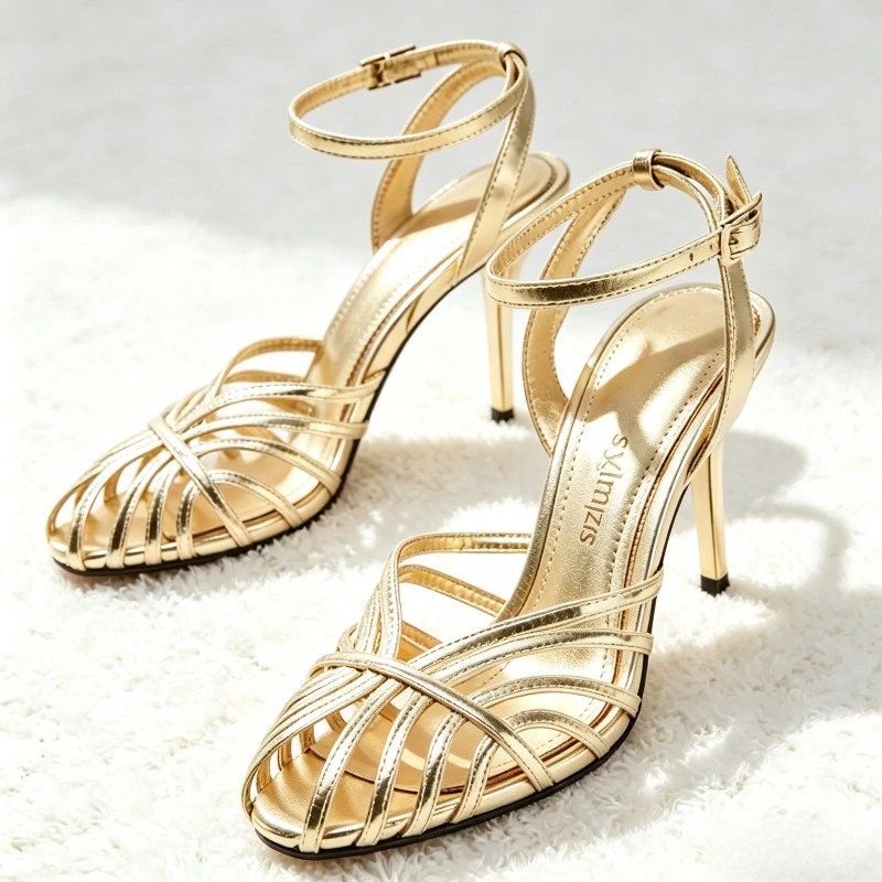 Wrap Ring Gold - Sandal Hak Tinggi Wanita Model Ramping