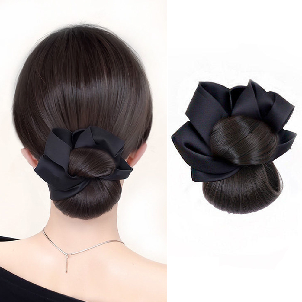 Women Accessories Pack - Rambut Sintetis Model Bun Rendah, Ikal