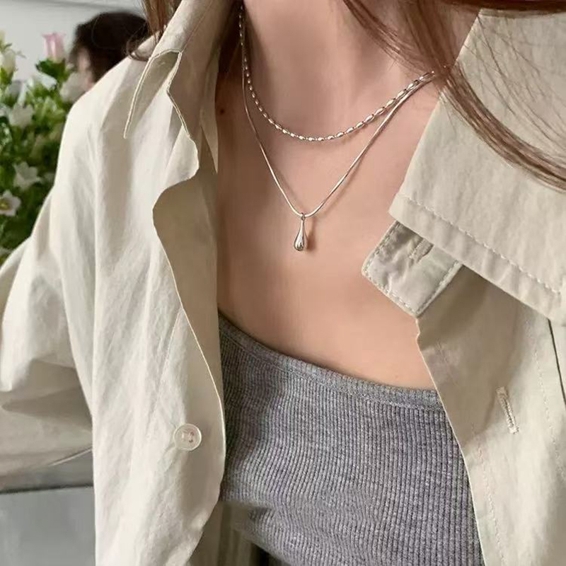 Kalung Choker Liontin Tetesan  - Layered Necklace Set ulasan dan harga