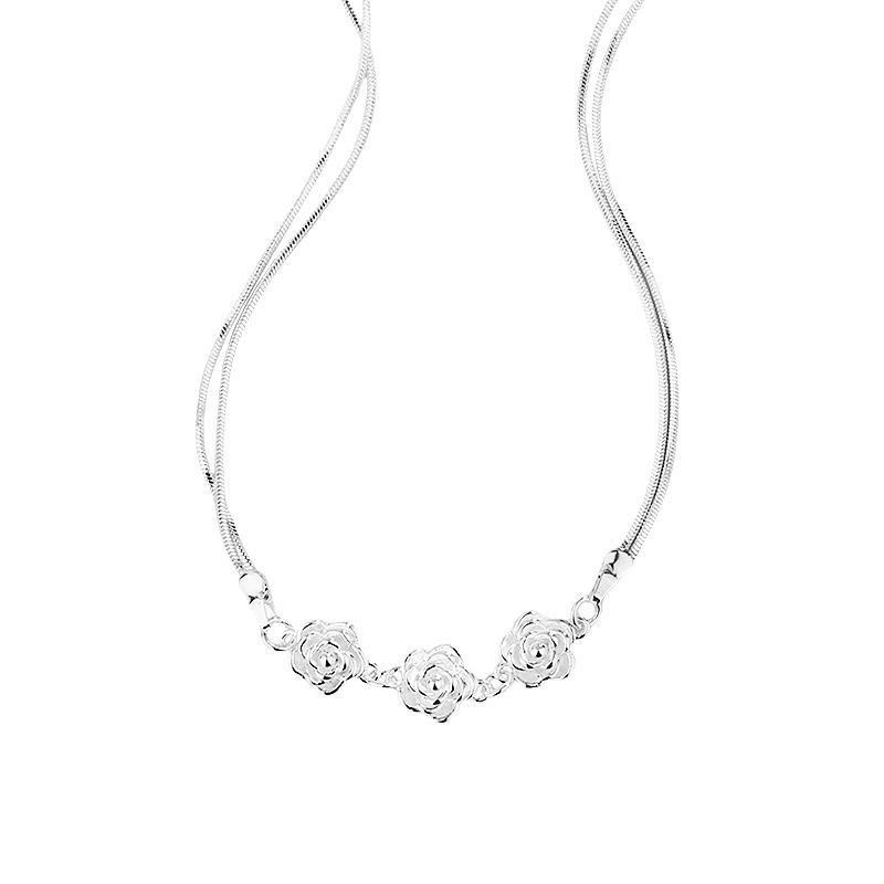 Kalung Rantai Ular Bunga Mawar - Layered Necklace Set ulasan dan harga