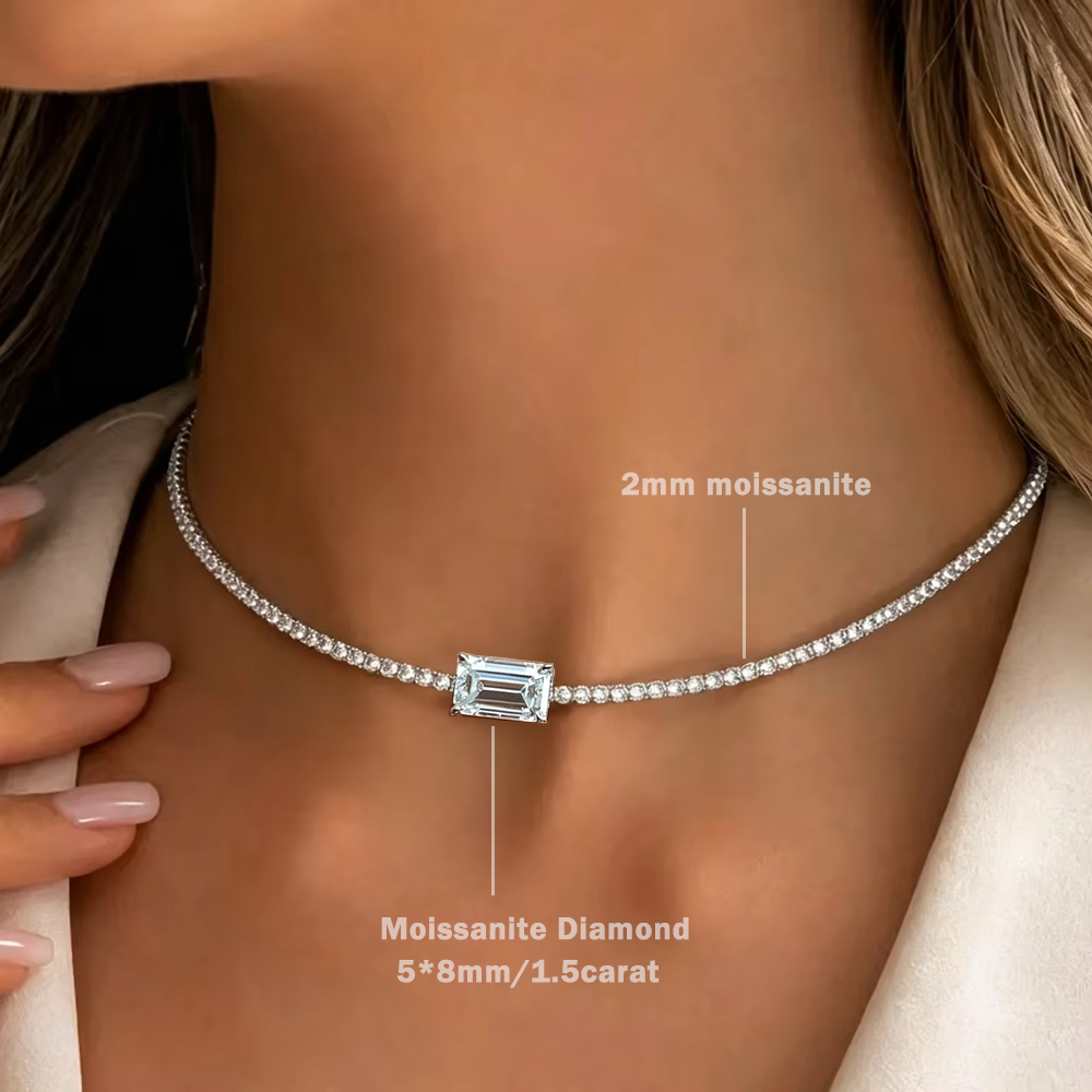 Kalung Tennis Moissanite Penuh - Layered Necklace Set ulasan dan harga