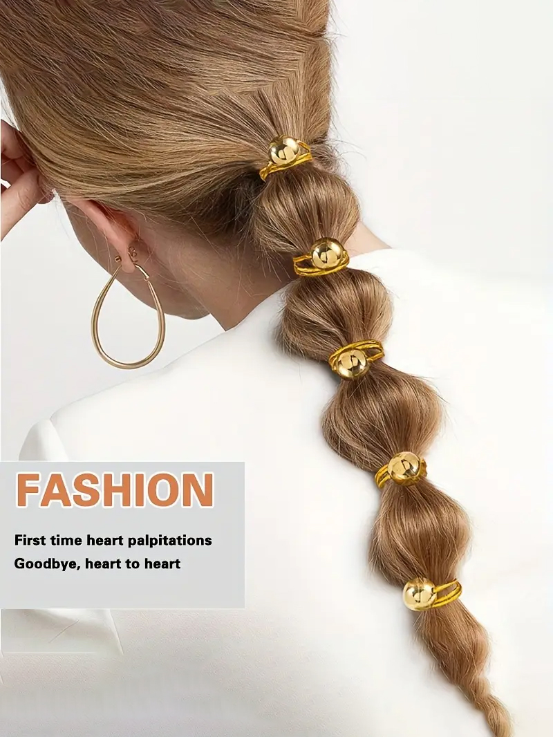 10 Buah Ikat Rambut Bola Bulat - Wrap Ring Gold ulasan dan harga
